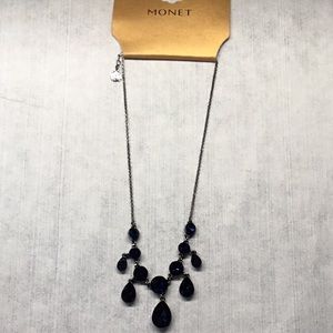 Monet silver tone royal blue crystal necklace